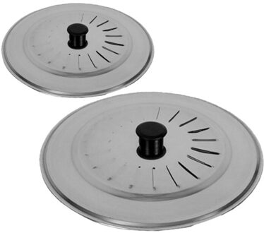Gerimport Set 2x stuks spatdeksels - pannendeksels - rvs - stoomuitlaat - Dia 22 en 30 cm