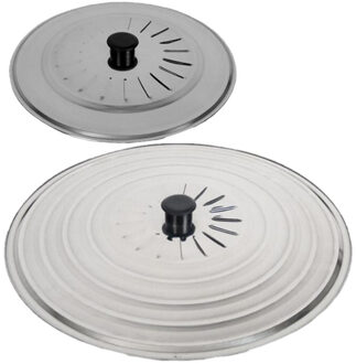 Gerimport Set 2x stuks spatdeksels - pannendeksels - rvs - stoomuitlaat - Dia 28 en 40 cm