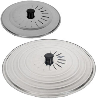 Gerimport Set 2x stuks spatdeksels - pannendeksels - rvs - stoomuitlaat - Dia 30 en 40 cm