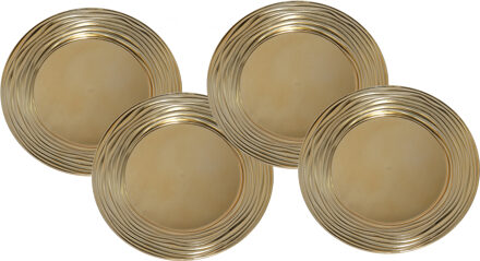 Gerimport Set van 12x stuks kerstdiner onderborden rond goud glimmend 33 cm - Onderborden