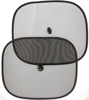 Gerimport set van 2x stuks auto zonneschermen - zwart - 44 x 36 cm - met zuignap