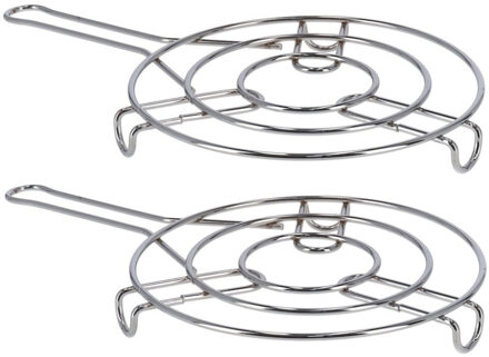 Gerimport Set van 2x stuks metalen pannen onderzetters met handvat van 19 cm