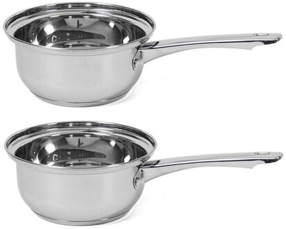 Gerimport Set van 2x stuks steelpannen/sauspannen Manhattan 18 cm