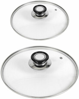 Gerimport Set van 2x stuks universele glazen pannendeksels voor pannen van 16 en 24 cm