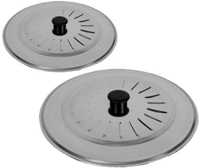 Gerimport Set van 2x stuks universele RVS spatdeksels/pannendeksels met stoomuitlaat 20 cm/28 cm
