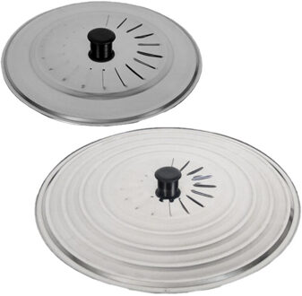 Gerimport Set van 2x stuks universele RVS spatdeksels/pannendeksels met stoomuitlaat 28 cm/36 cm