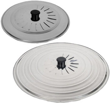 Gerimport Set van 2x stuks universele RVS spatdeksels/pannendeksels met stoomuitlaat 30 cm/36 cm
