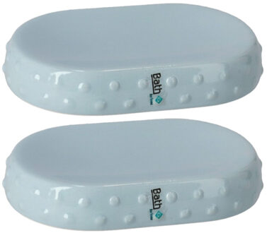 Gerimport Set van 2x stuks zeephouders/zeepbakjes blauw keramiek 15 cm