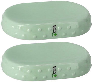 Gerimport Set van 2x stuks zeephouders/zeepbakjes groen keramiek 15 cm