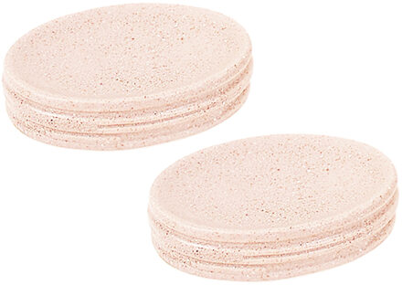 Gerimport Set van 2x stuks zeephouders/zeepbakjes wit keramiek 13 cm