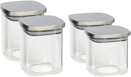Gerimport Set van 4x keuken voedsel opslag voorraadpotten glas in 2 formaten
