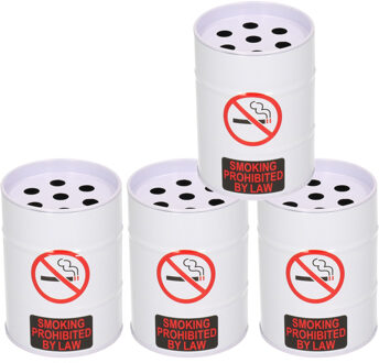 Gerimport Set van 4x stuks kleine asbak met deksel wit 10 cm metaal