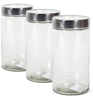 Gerimport Set van 5x stuks glazen voorraadpotten/bewaarpotten met deksel 1.7 liter