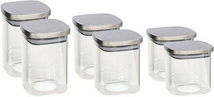Gerimport Set van 6x keuken voedsel opslag voorraadpotten glas in 3 formaten