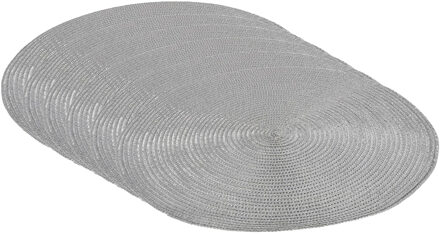 Gerimport Set van 6x stuks ronde placemats metallic zilver look diameter 38 cm - Placemats Zilverkleurig