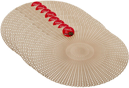 Gerimport Set van 8x stuks ronde kunststof dinner placemats goud-kleur met diameter 40 cm