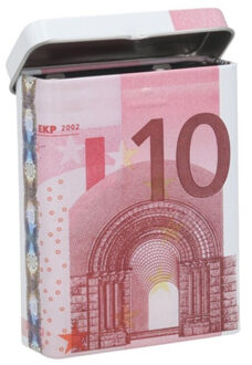 Gerimport Sigarettendoosje of klein opslag blikje - 10 euro biljetten print - deksel - 7 x 9 x 2.5 cm