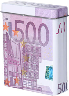 Gerimport Sigarettendoosje of klein opslag blikje - 500 euro biljetten print - deksel - 7 x 9 x 2.5 cm