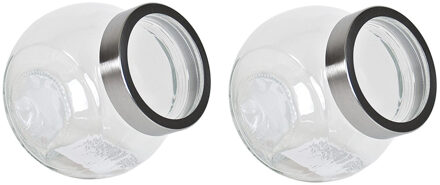 Gerimport Snoeppot/voorraadpot 1500 ml - 2x - glas - 17 x 13 x 16 cm - transparant