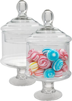 Gerimport snoeppot/voorraadpot Lisa - 2x - glas - D12,5 x H23 cm - transparant - decoratie
