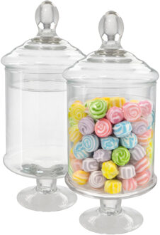 Gerimport snoeppot/voorraadpot Lisa - 2x - glas - D12,5 x H28 cm - transparant - decoratie