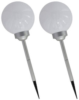 Gerimport solar prikspot - 2x stuks - tuinlamp - grote bol - zonne-energie - h56 cm