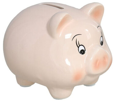 Gerimport Spaarpot Varken - dieren thema - 8 x 10 x 9 cm - roze - keramiek - kinderen