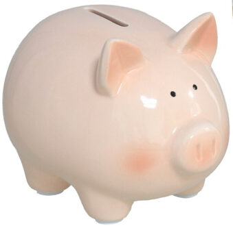 Gerimport Spaarvarken - roze - keramiek - 12 x 14 x 11 cm - spaarpot varken - spaarpot Oudroze