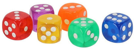 Gerimport Speelgoed spellen Dobbelstenen - multi kleuren - 12x stuks - kunststof