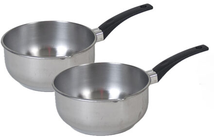 Gerimport Steelpan - 2x - RVS - D16 cm - sauspan/juspan - alle warmtebronnen