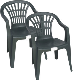 Gerimport Stoel voor buiten/binnen - 4x - tuinstoelen - donkergroen - 50 x 54 x 76 cm - stevig kunststof