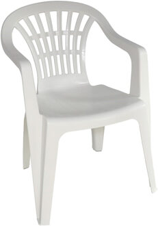 Gerimport Stoel voor buiten/binnen - tuinstoelen - wit - 50 x 54 x 76 cm - stevig kunststof - Bijzet stoelen