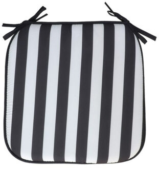 Gerimport Stoelkussen Anna - binnen/buiten - zwart/wit - 39x3cm - polyester