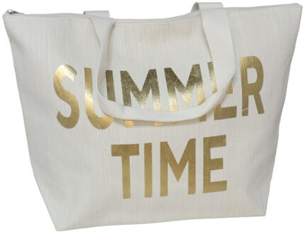 Gerimport strandtas - linnenlook - goud - linnen handvat - 15 x 50 x 35 cm