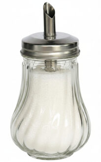 Gerimport Suikerpot / strooier - glas met RVS tuit - 210ml - dispenser