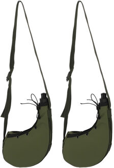 Gerimport Survival veldfles - 2x - kunststof - 0,75 liter - leger groen - veld flacon - noodpakket