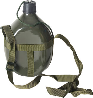 Gerimport Survival veldfles - kunststof - 1.4 liter - leger groen - veld flacon - noodpakket