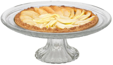 Gerimport Taart presenteer plateau - decoratie glas - 25 x 10 cm - met voet