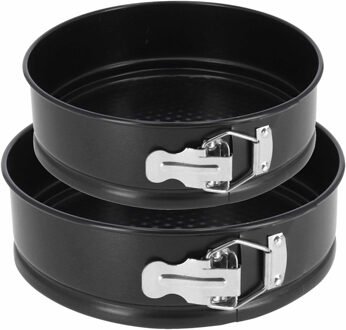 Gerimport Taarten bakken bakvorm/spring vorm Kitchen Pro - metaal - anti-aanbak laag - zwart - 2 stuks