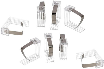 Gerimport Tafelkleed klemmen - 8x stuks - transparant - kunststof - 4,5 x 6 cm - vastklemmen