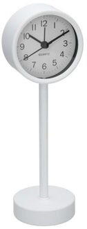 Gerimport Tafelklok staand - metaal - wit - 22 cm- pilaarklok
