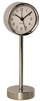 Gerimport Tafelklok staand - metaal - zilver - 22 cm- pilaarklok