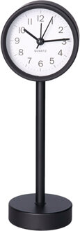 Gerimport Tafelklok staand - metaal - zwart - 22 cm- pilaarklok