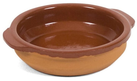 Gerimport Tapas bakje San Sebastian - 1x stuks - met handvat - 15 cm - aardewerk - bruin