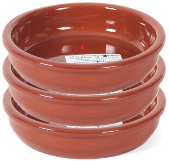 Gerimport Tapas bakje/schaaltje - 3x - Bilbao - 14 cm - aardewerk - oranje - serveerschaaltje