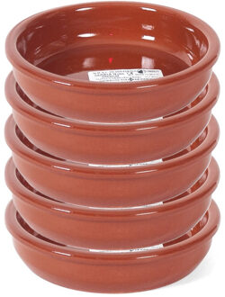 Gerimport Tapas bakje/schaaltje - 5x - Bilbao - 14 cm - aardewerk - oranje - serveerschaaltje