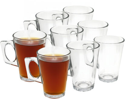 Gerimport Thee bekers / mokken - 24x stuks - glas - 255 ml