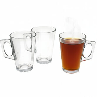Gerimport Thee bekers / mokken - 3x stuks - glas - 255 ml