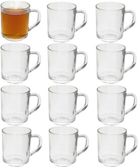 Gerimport Thee bekers / mokken Nova - 12x stuks - glas - 246 ml