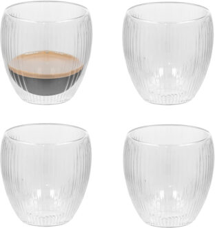 Gerimport theeglazen Leya - 4x - dubbelwandig - 250 ml - D9 x H9 cm
